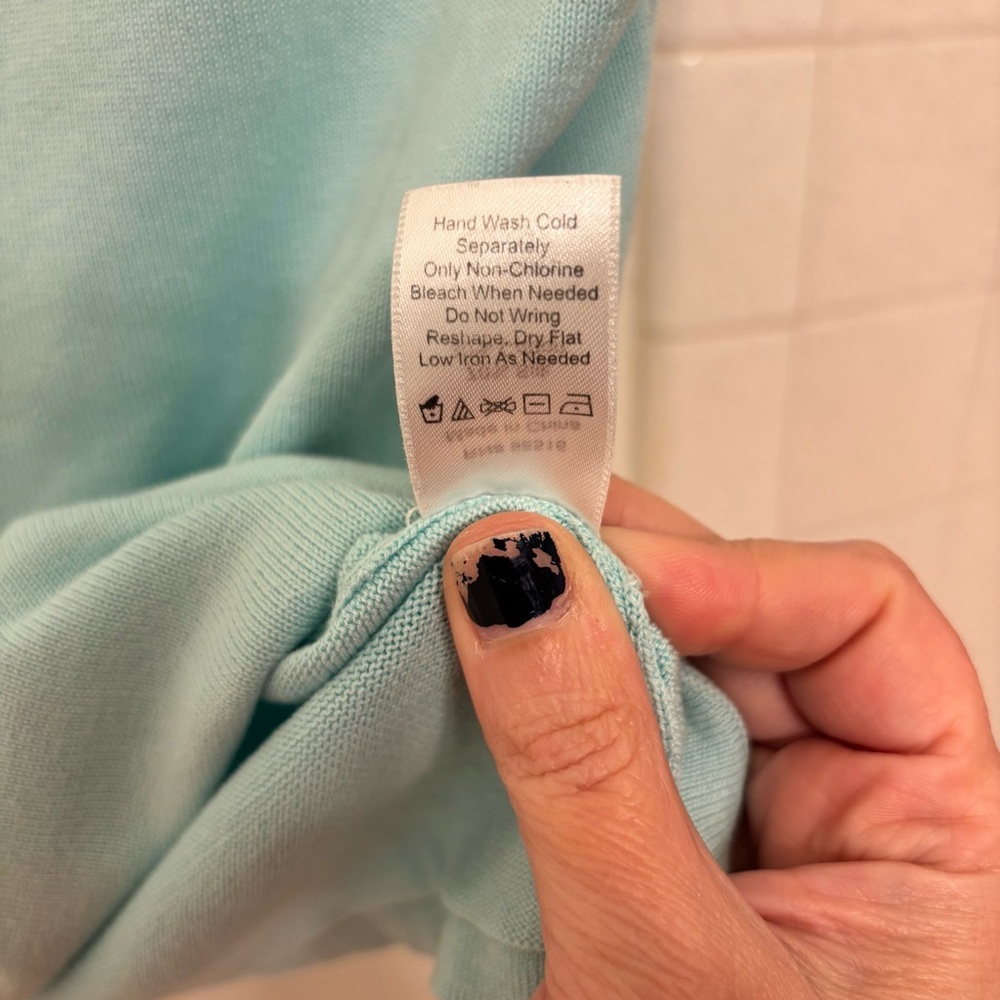 Silk & Cotton Cap Sleeve Blue Pastel Sweater Size Small Boatneck Dainty Feminine - Picture 4 of 9